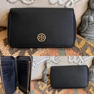 Tory Burch Black Saffiano Leather Continental Wallet